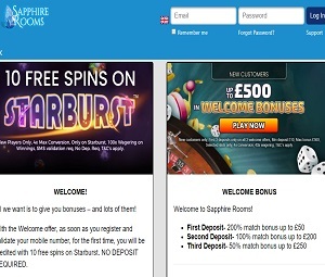 No Deposit Bonus - Sapphire Rooms