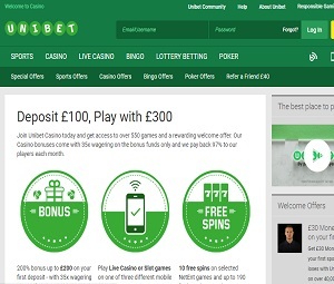 Unibet Casino Welcome Offer