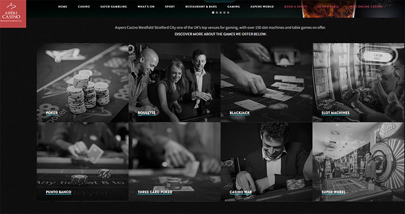 land based aspers casino games selection