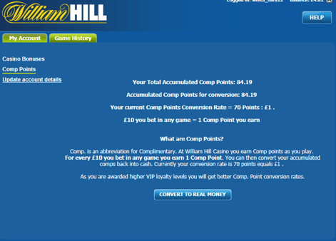 Does William Hill Have Comp Points